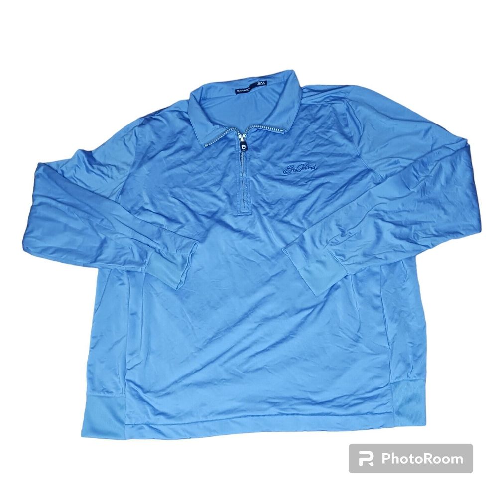 B Draddy Golf Blue Long‎ Sleeve Pullover Sweater Quarter Zip Men's Size 2XL